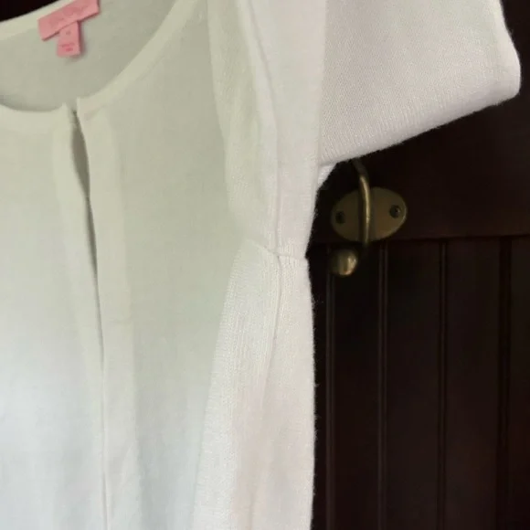 LILLY PULITZER Knit Cropped 3/4 Sleeve Cardigan Preppy Old Money Parisian Size M - Picture 10 of 13